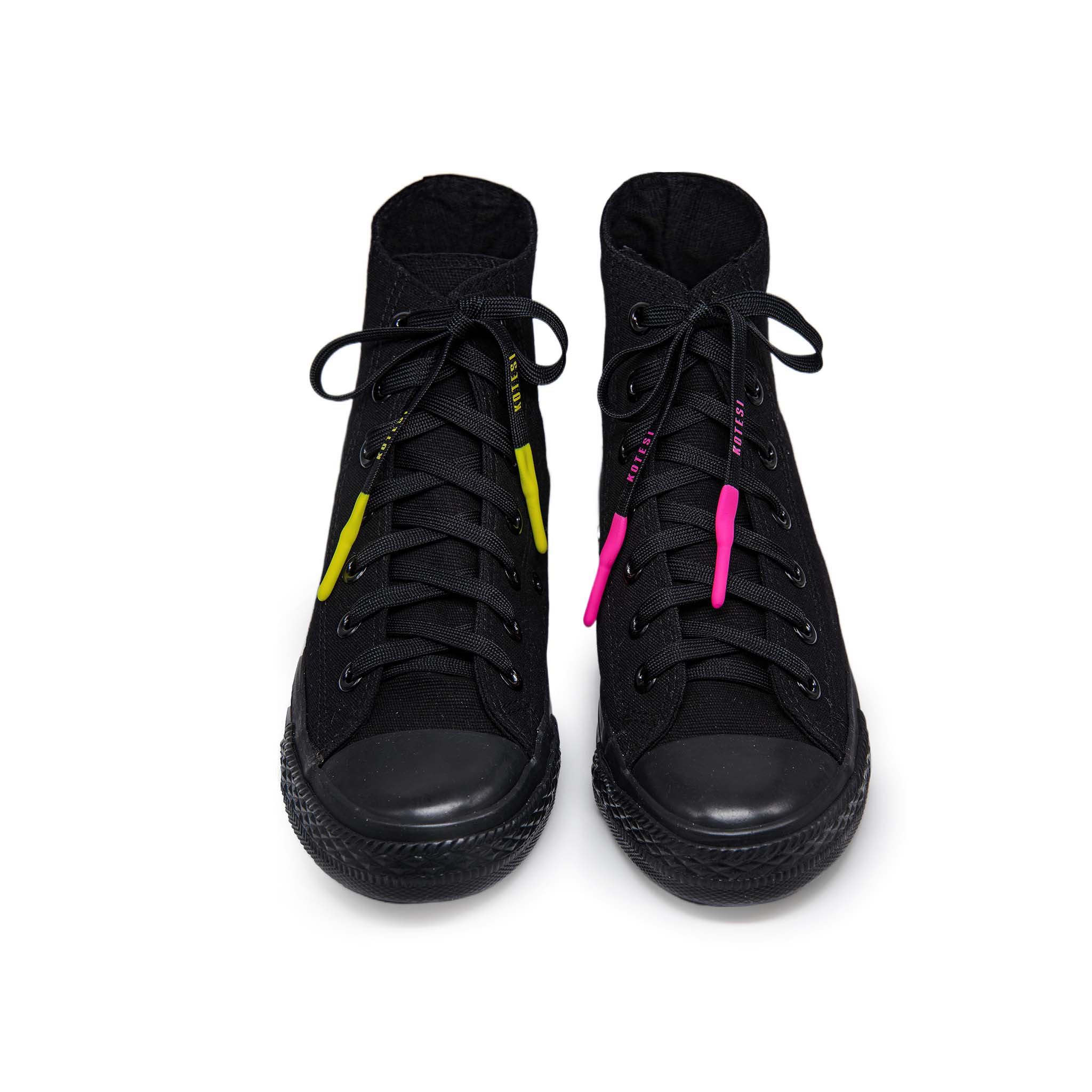 დაფა 1 ეგზემპლარი 2 Black Silicone Shoelace with Pink tips - Image 4