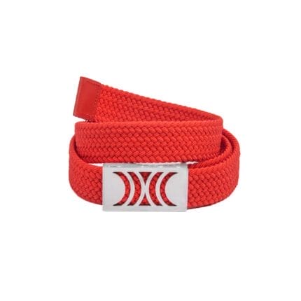 Red Elastic RB belt with silver buckle