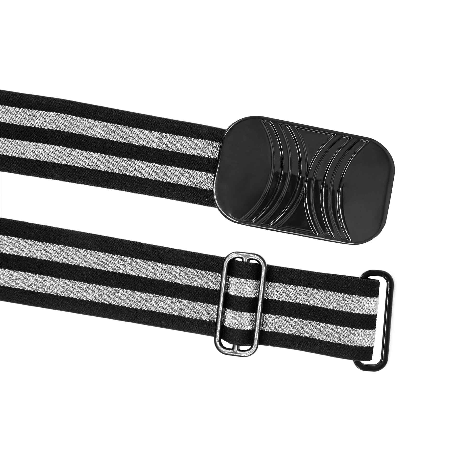stripedsilver1 Elastic belt - Silver Stripes - Image 2