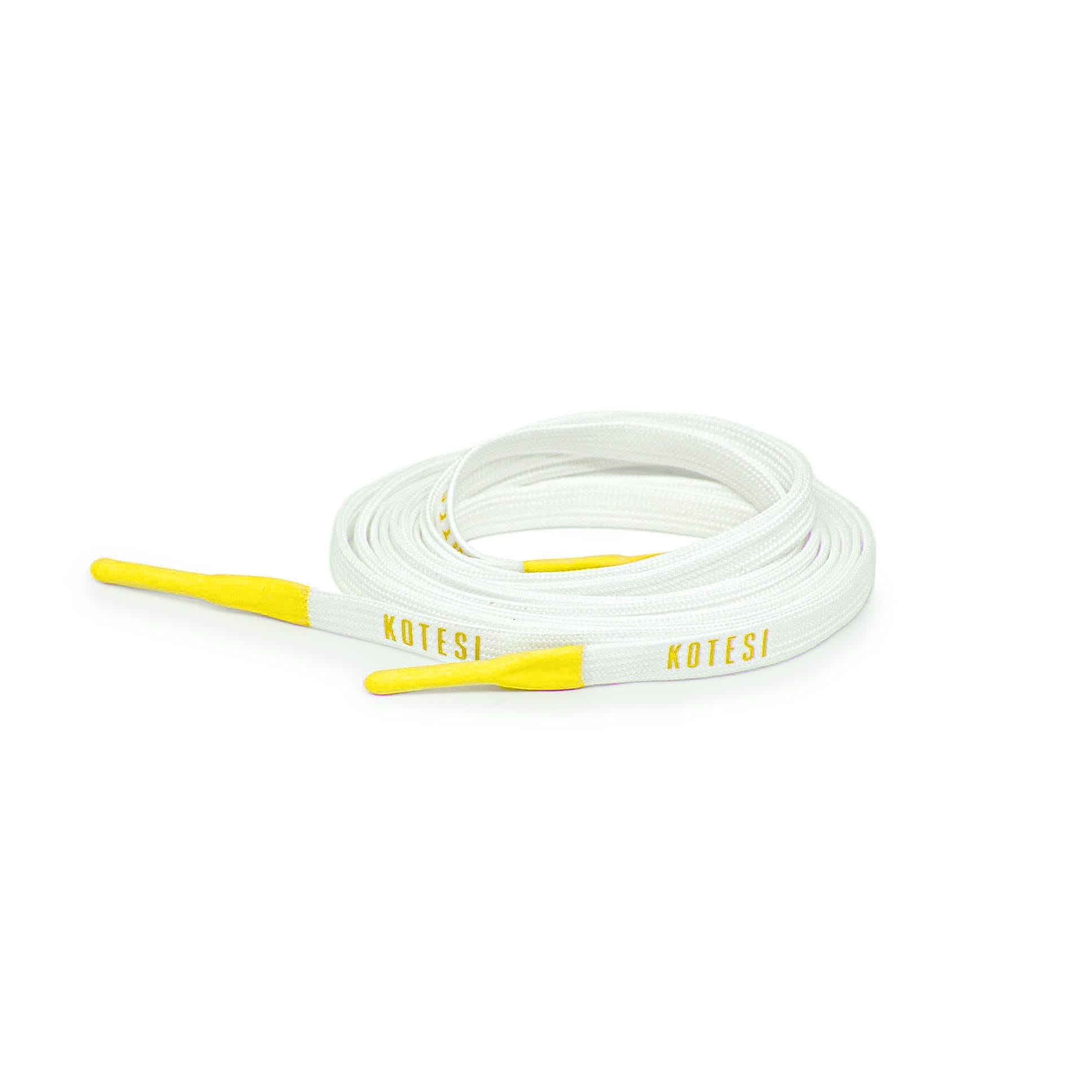 yellowwhite003 White Silicone Shoelace with Yellow tips - Image 1